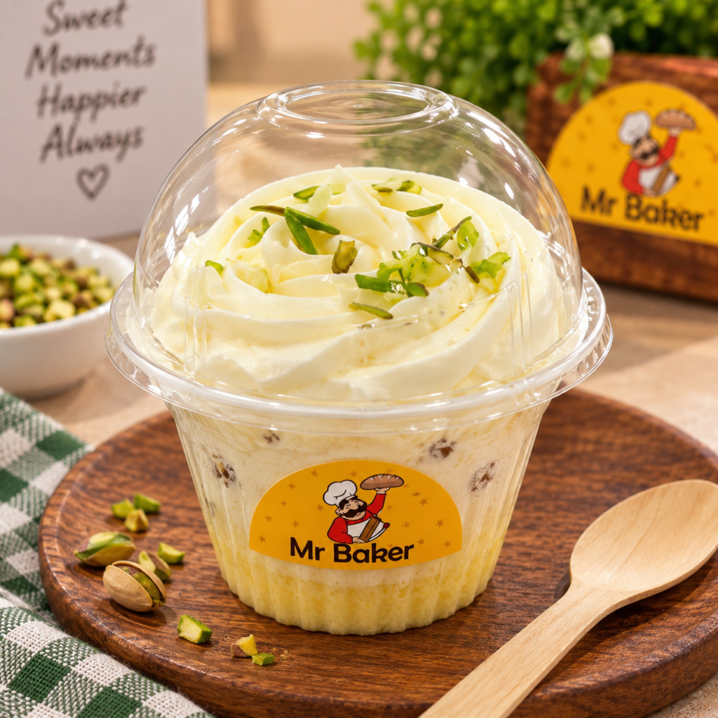 Kesar Pista pudding cup dessert